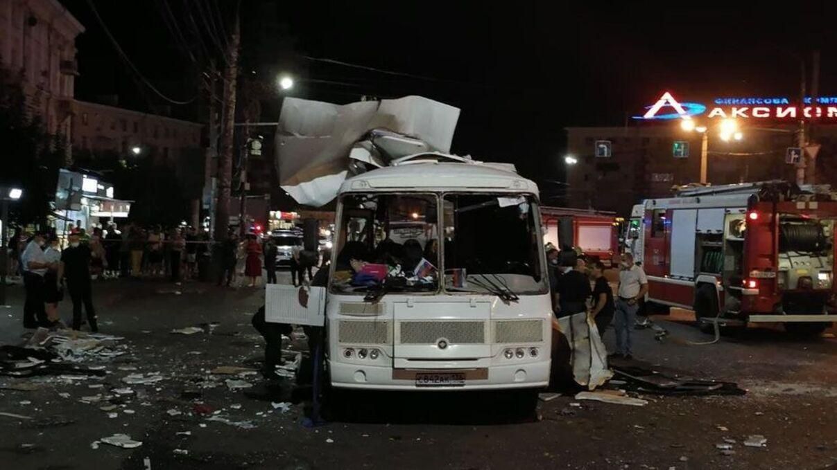 Видео момента взрыва автобуса в Воронеже