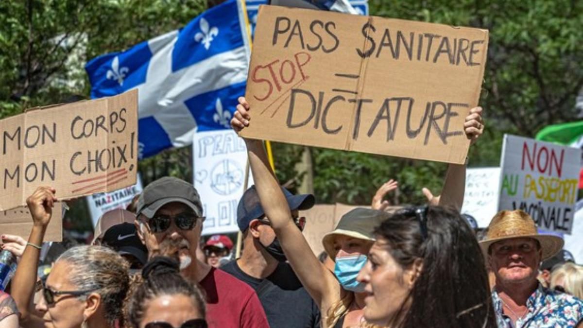 У Канаді пройшов масштабний марш антивакцинаторів з Монреалю У Канаді пройшов масштабний марш антивакцинаторів з Монреалю
