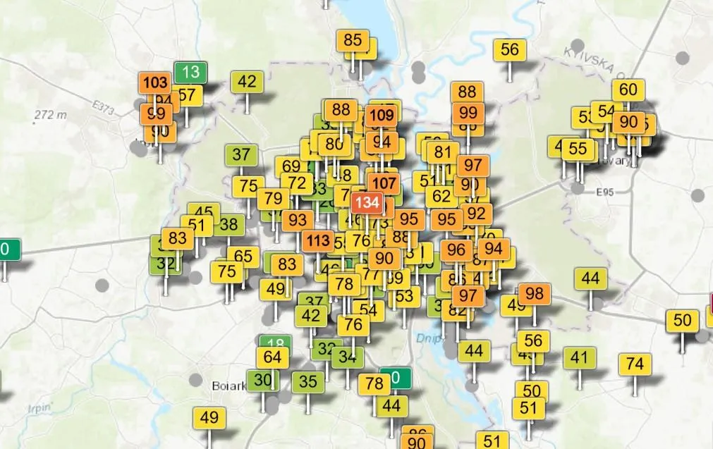 Рівень забрудненого повітря у Києві