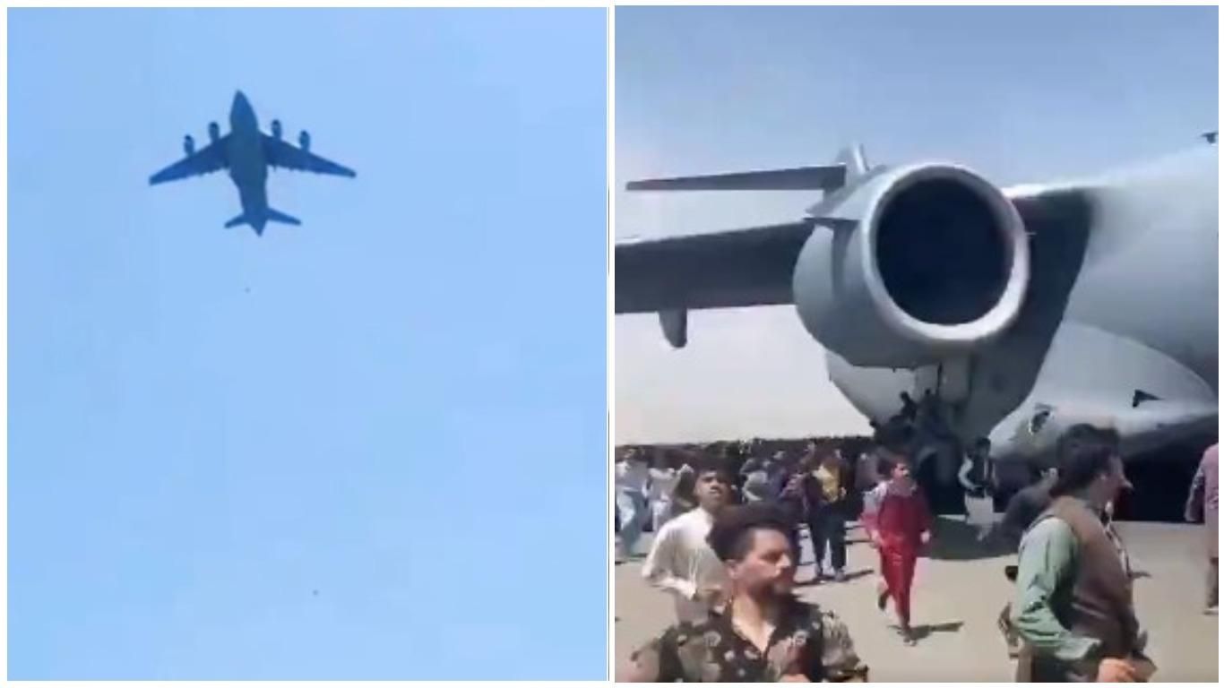 Цепляются за шасси: люди выпадают из переполненных самолетов в аэропорту Кабула – видео 18+ Цепляются за шасси: люди выпадают из переполненных самолетов в аэропорту Кабула – видео 18+