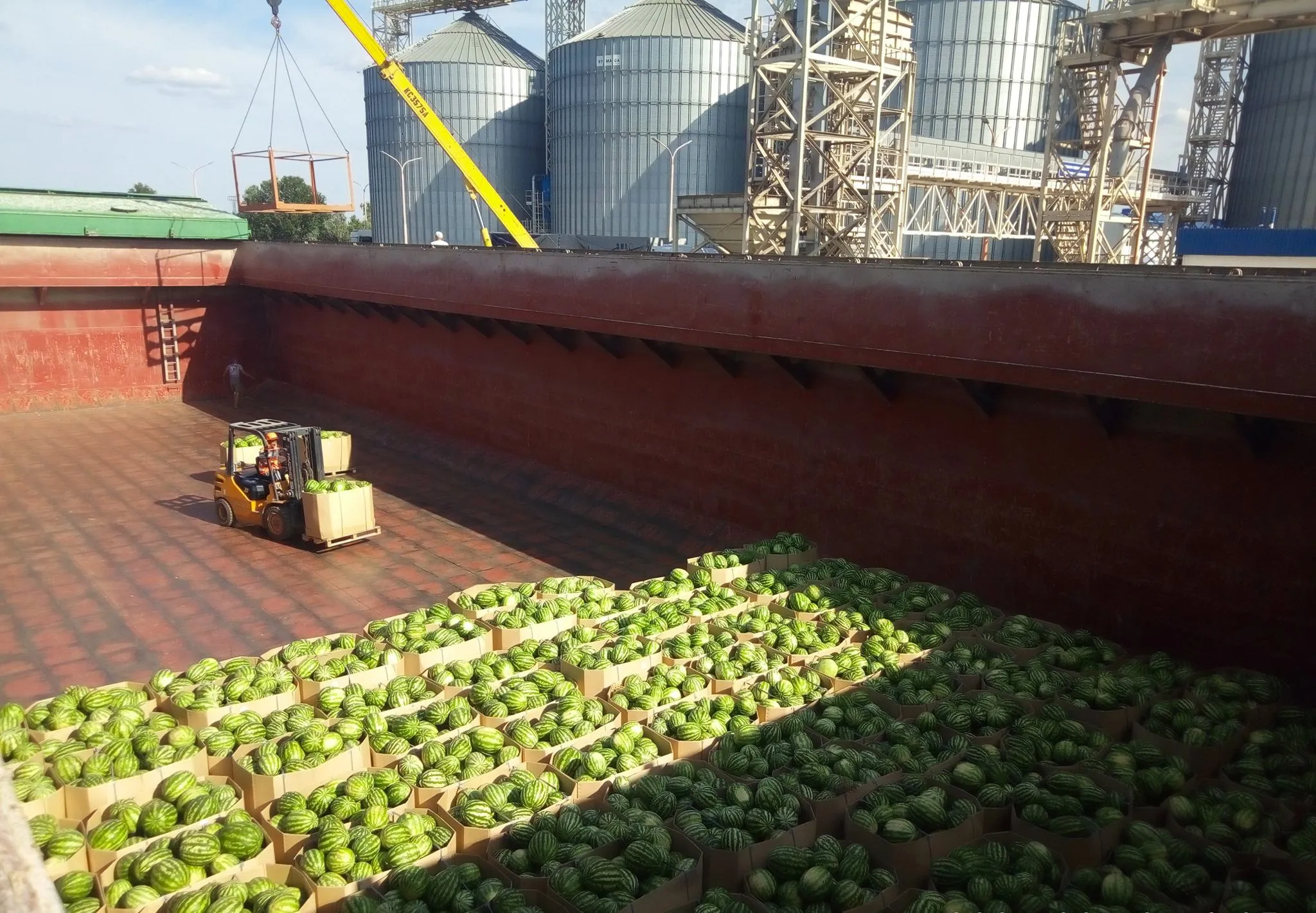 350 тонн кавунів пливуть з Херсону до Києва 350 тонн кавунів пливуть з Херсону до Києва