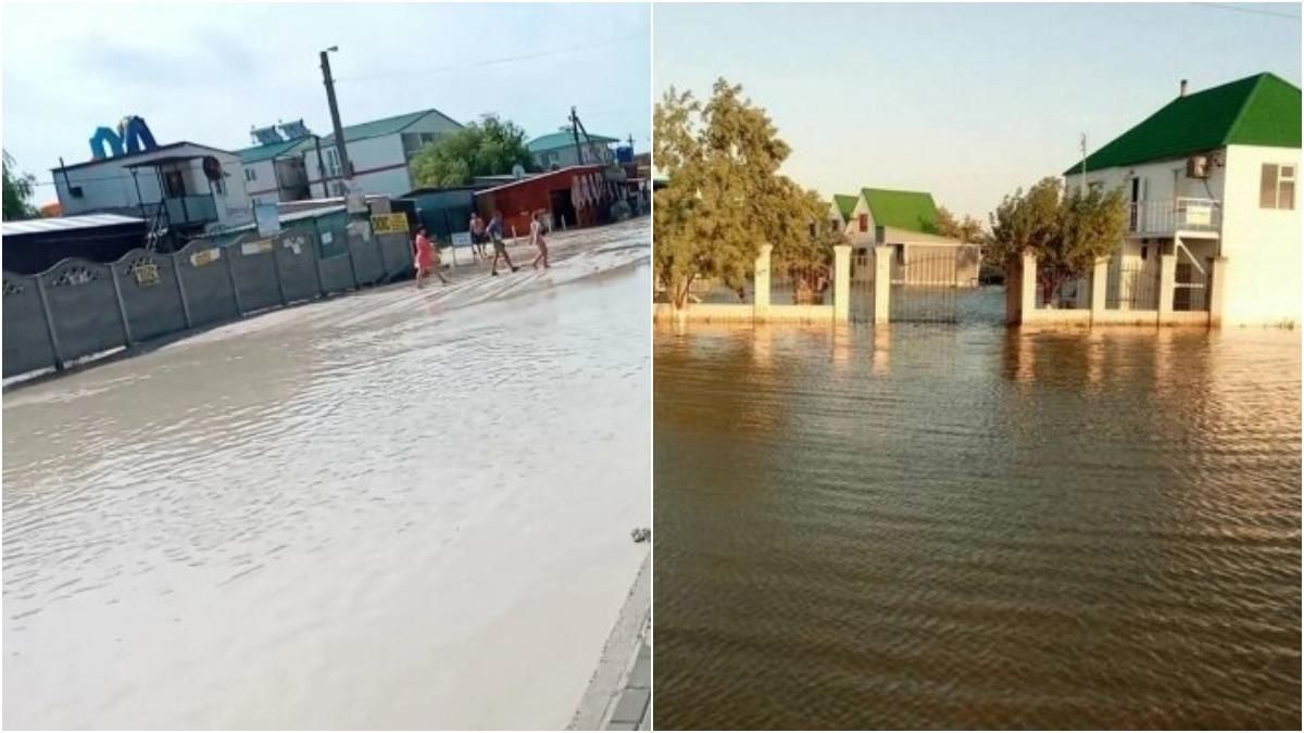 Люди ходят по колени в воде, авто тонут в грязи: в Кирилловке затопило Федотову косу Люди ходят по колени в воде, авто тонут в грязи: в Кирилловке затопило Федотову косу