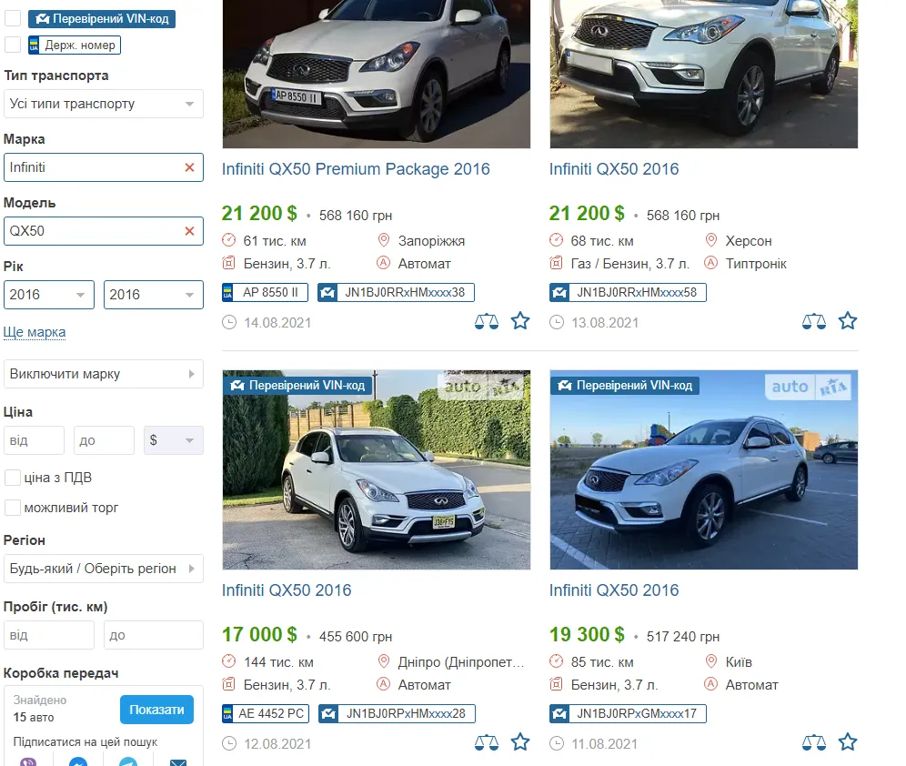 Інфініті на вторинному ринку Інфініті на вторинному ринку