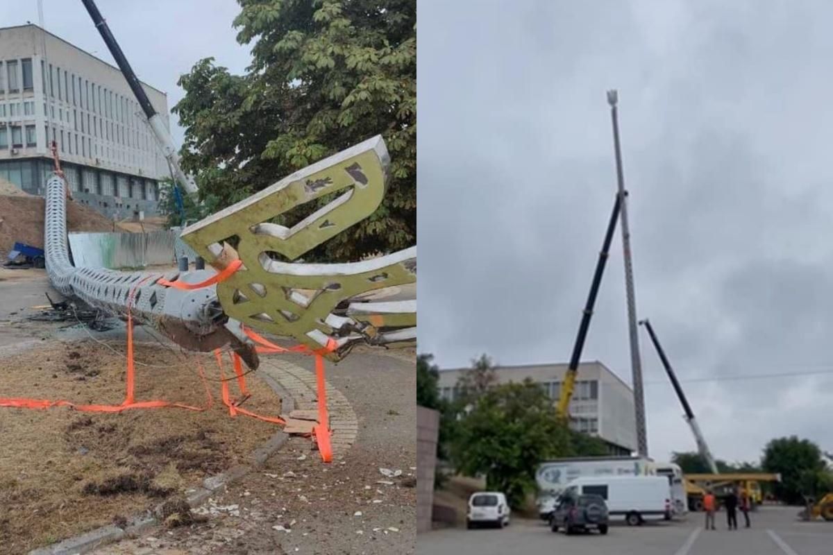 В Херсоне упал флагшток, который должен был стать одним из самых высоких в Украине: разбил Lexus В Херсоне упал флагшток, который должен был стать одним из самых высоких в Украине: разбил Lexus
