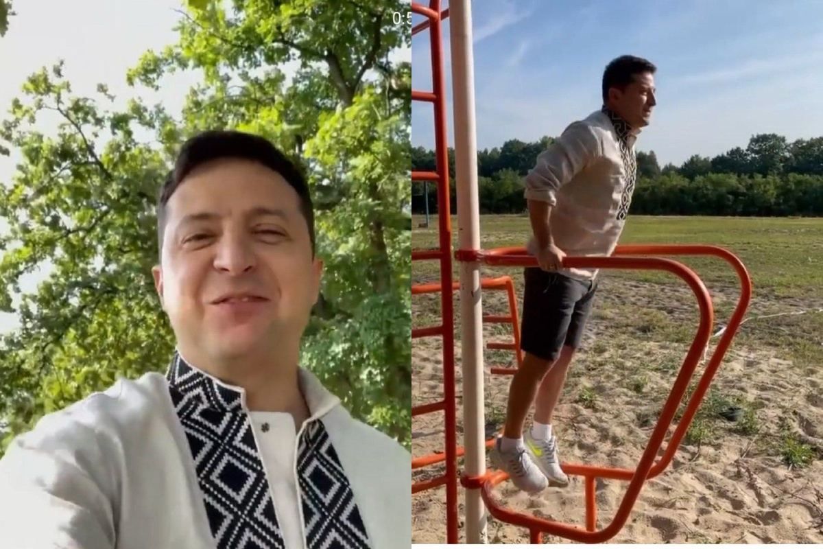 "Здоровая Украина": Зеленский в вышиванке 30 раз отжался "Здоровая Украина": Зеленский в вышиванке 30 раз отжался