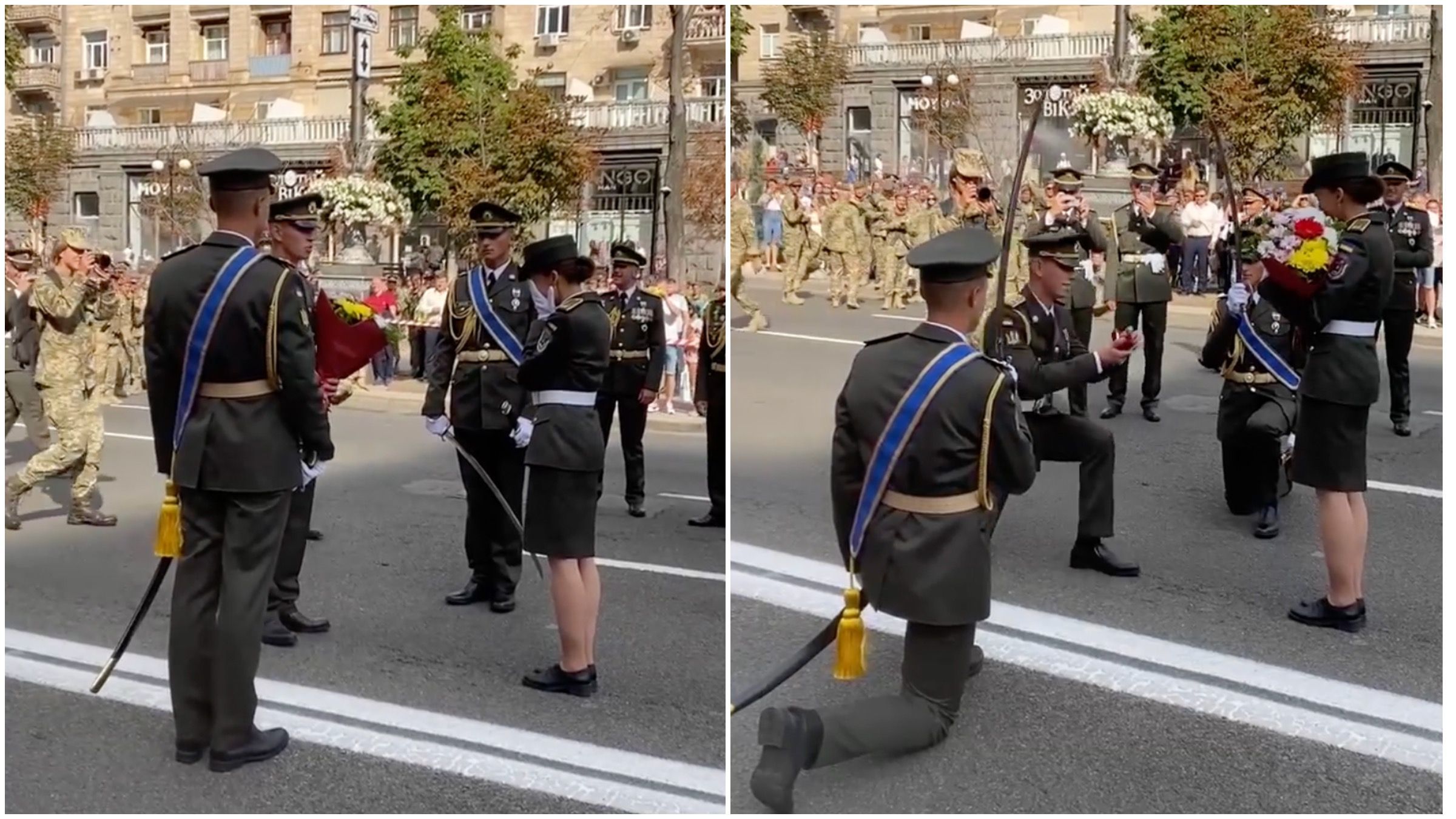 Военный сделал предложение любимой-коллеге во время репетиции парада: трогательное видео