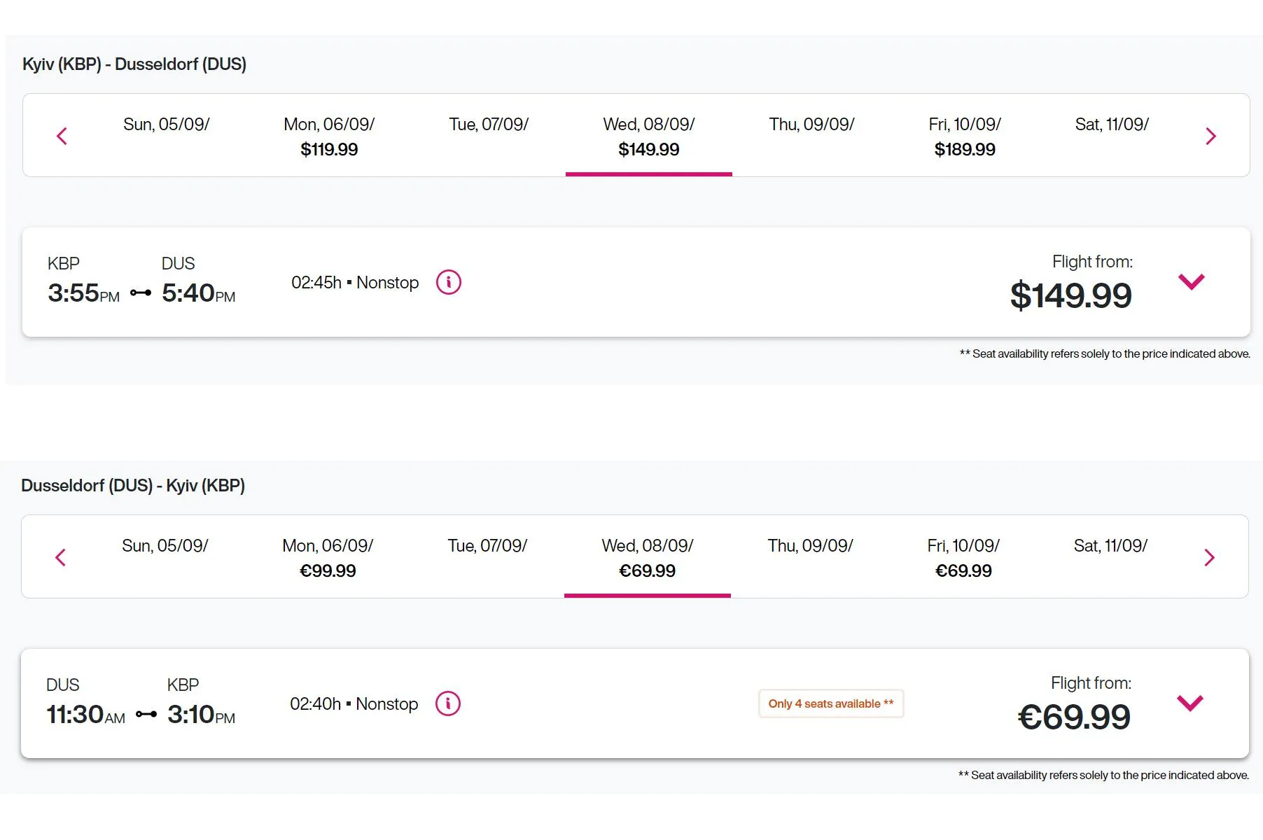Приклад цін на китки до Дюссельдорфа Приклад цін на китки до Дюссельдорфа