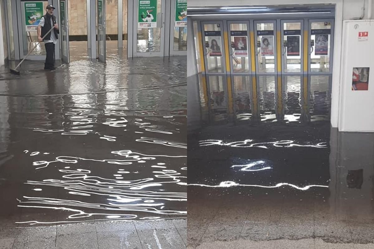 Из-за непогоды частично закрыли станцию метро "Героев Днепра" Из-за непогоды частично закрыли станцию метро "Героев Днепра"