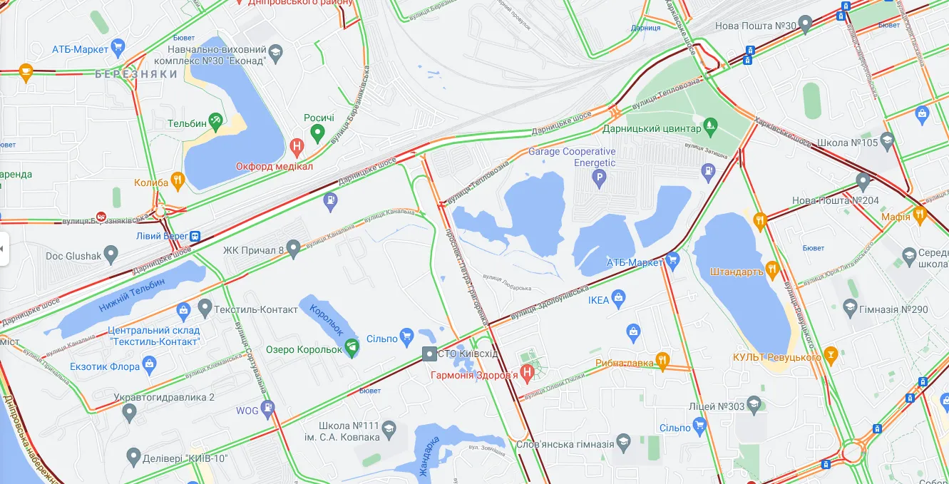 Затори 31 серпня Київ Лівий берег Схід Ускладнений рух Затори 31 серпня Київ Лівий берег Схід Ускладнений рух