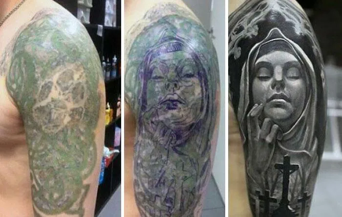 Мастер переделал плохую татуировку Мастер переделал плохую татуировку