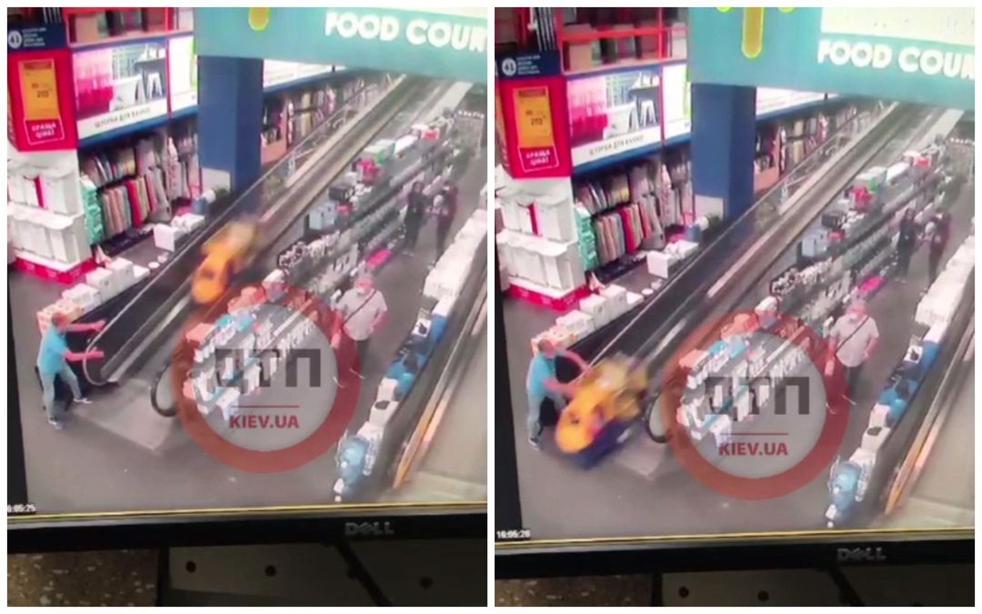В Киеве мужчина спас мальчика, который "летел" на машинке вниз по эскалатору: видео события