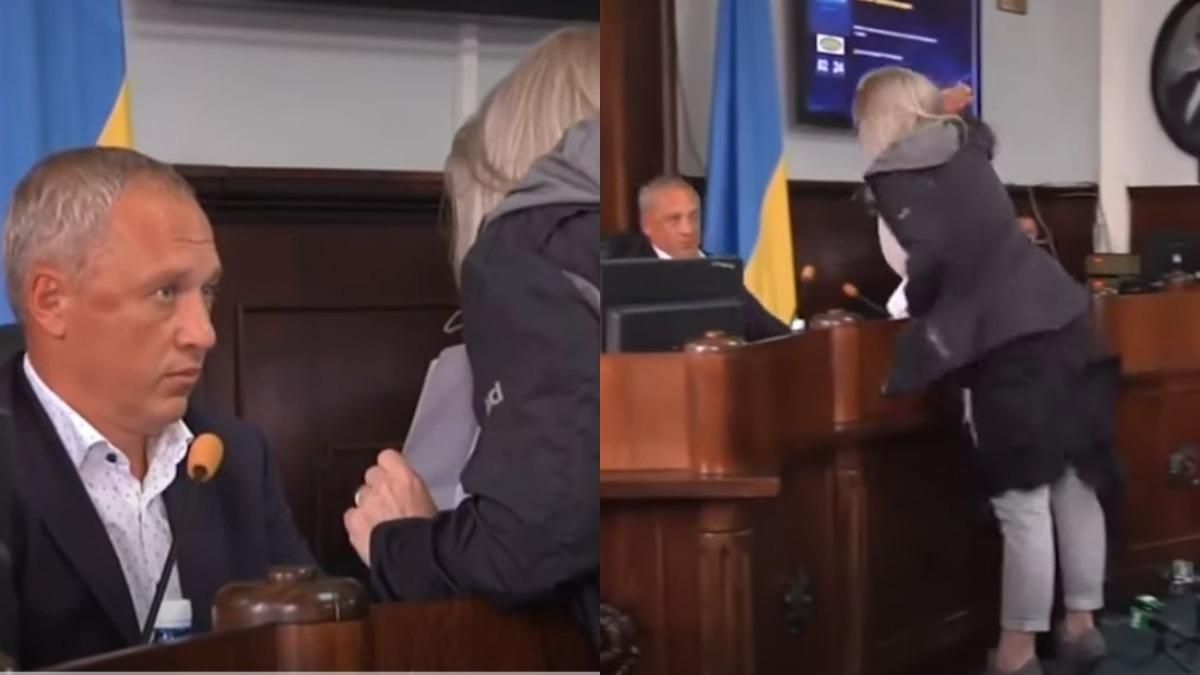 В Черновцах женщина едва не избила мэра Кличука во время сессии горсовета: эмоциональное видео