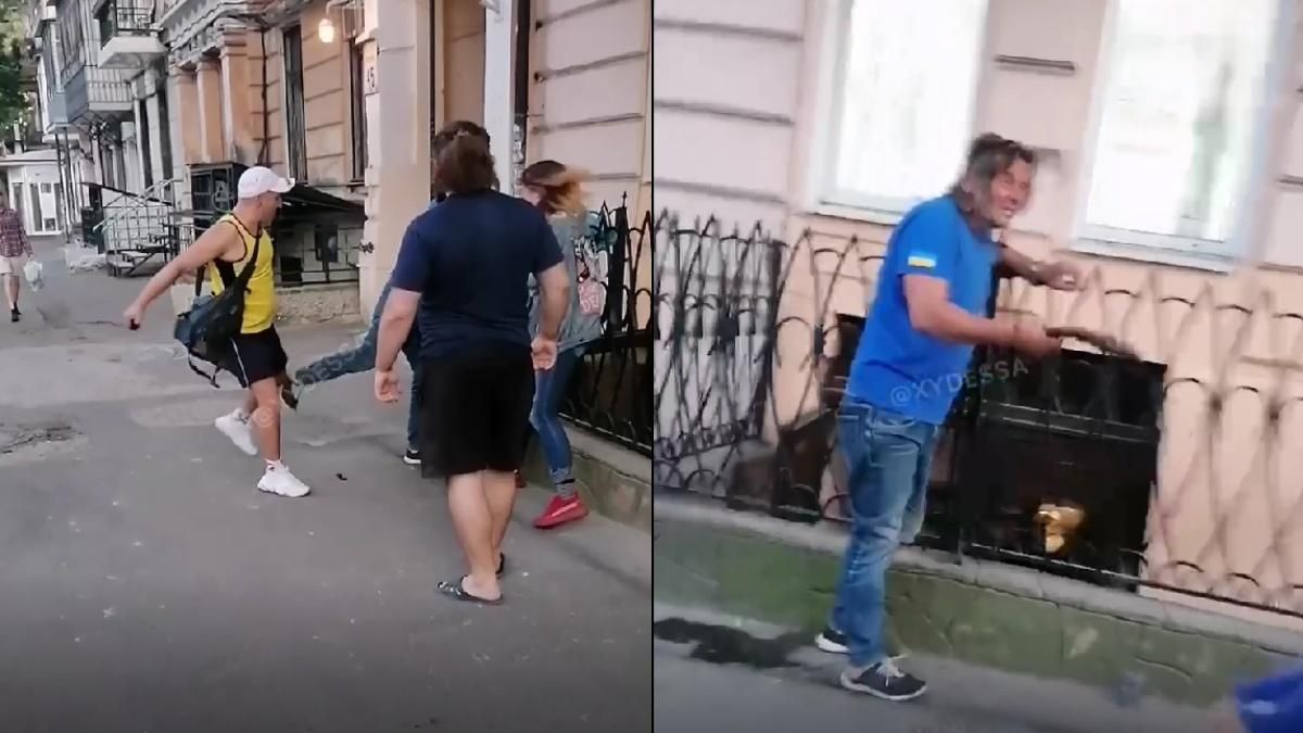 "Душив батогом" посеред вулиці: в Одесі перехожий відбив дівчину у "батька" – відео - Новини Одеса - 24 Канал