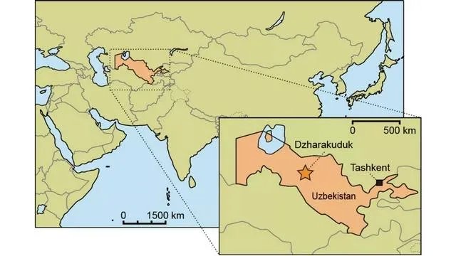 Ця карта показує місце, де знайшли скелет динозавтра