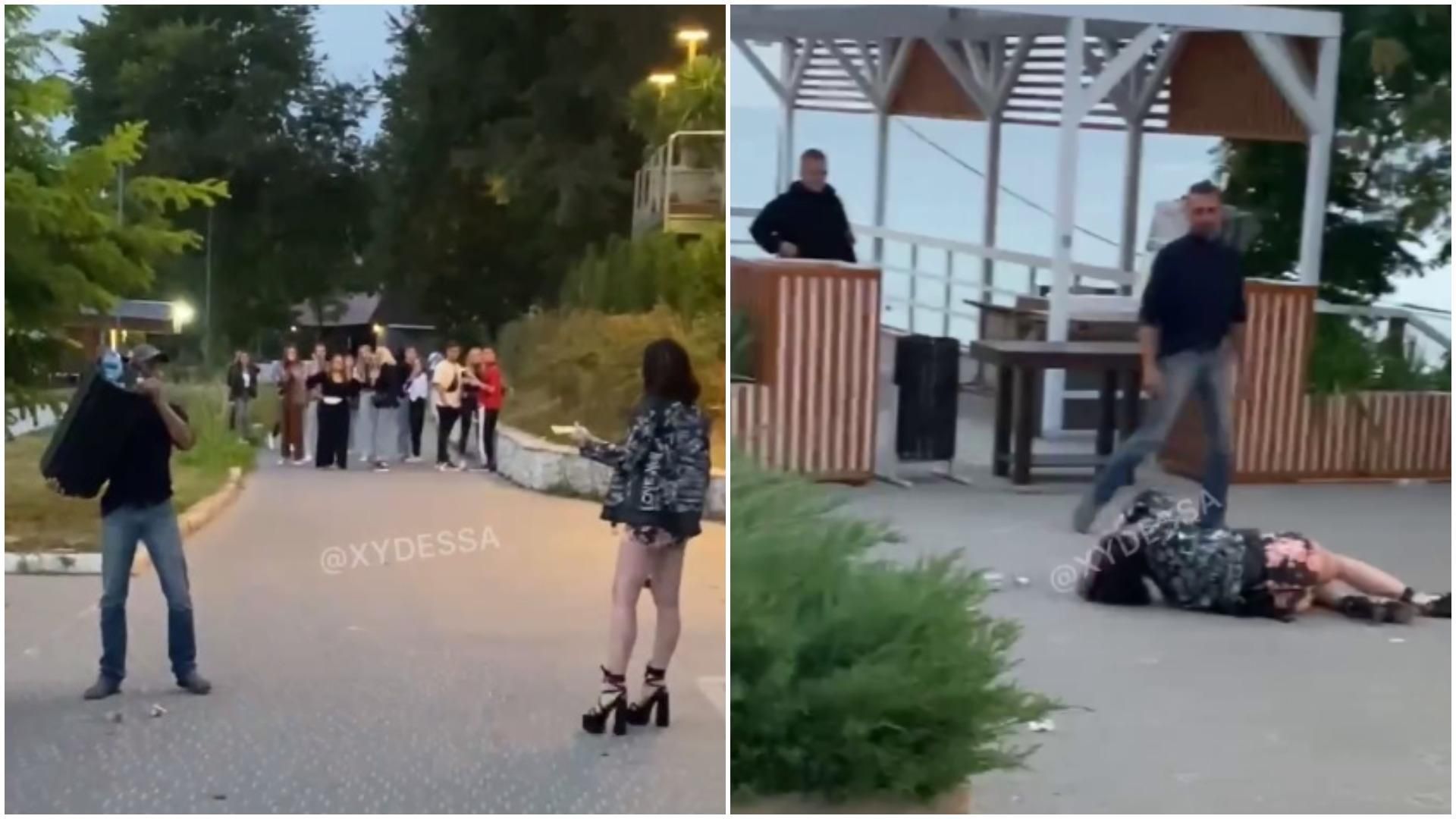 В Одессе неадекватный мужчина швырнул в девушку урну для мусора