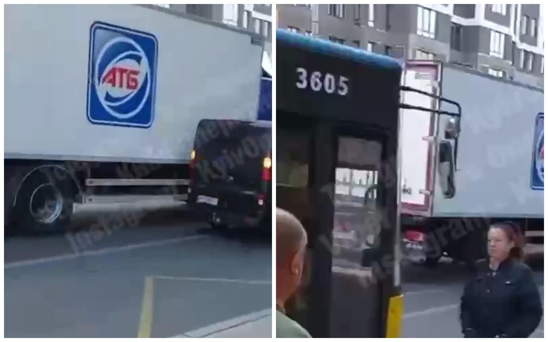 В ДТП в Киеве столкнулись грузовик АТБ и микроавтобус