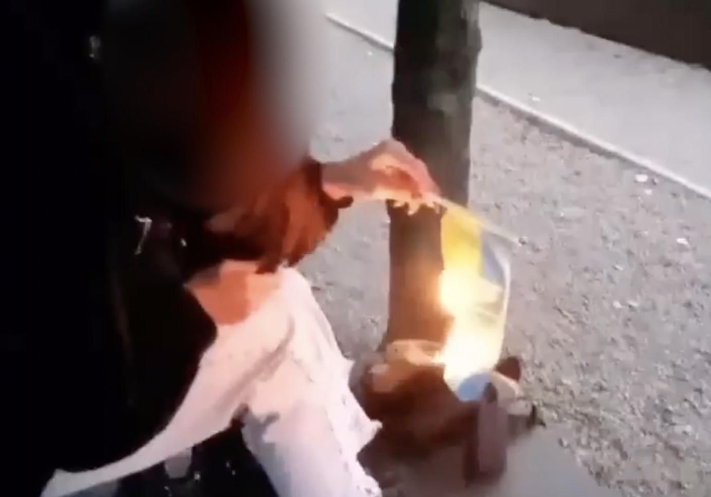 Под Днепром девушка-подросток сожгла флаг Украины под смех друзей: возмутительное видео