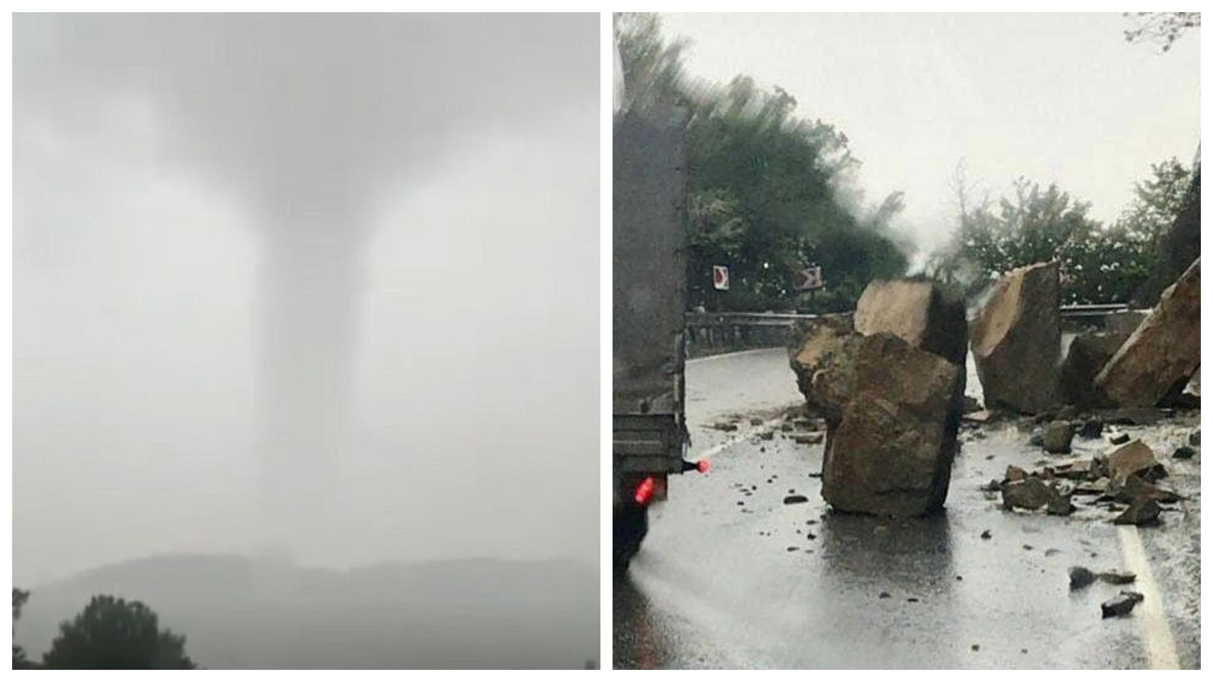 На юге России поднялся огромный смерч и произошел камнепад: жуткие фото, видео