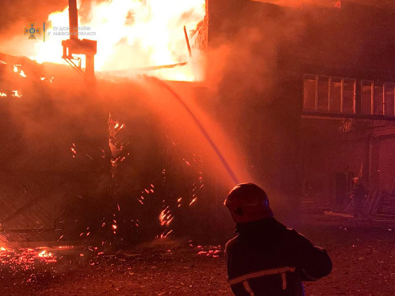 На деревообрабатывающем заводе на Львовщине произошел масштабный пожар: жуткие фото