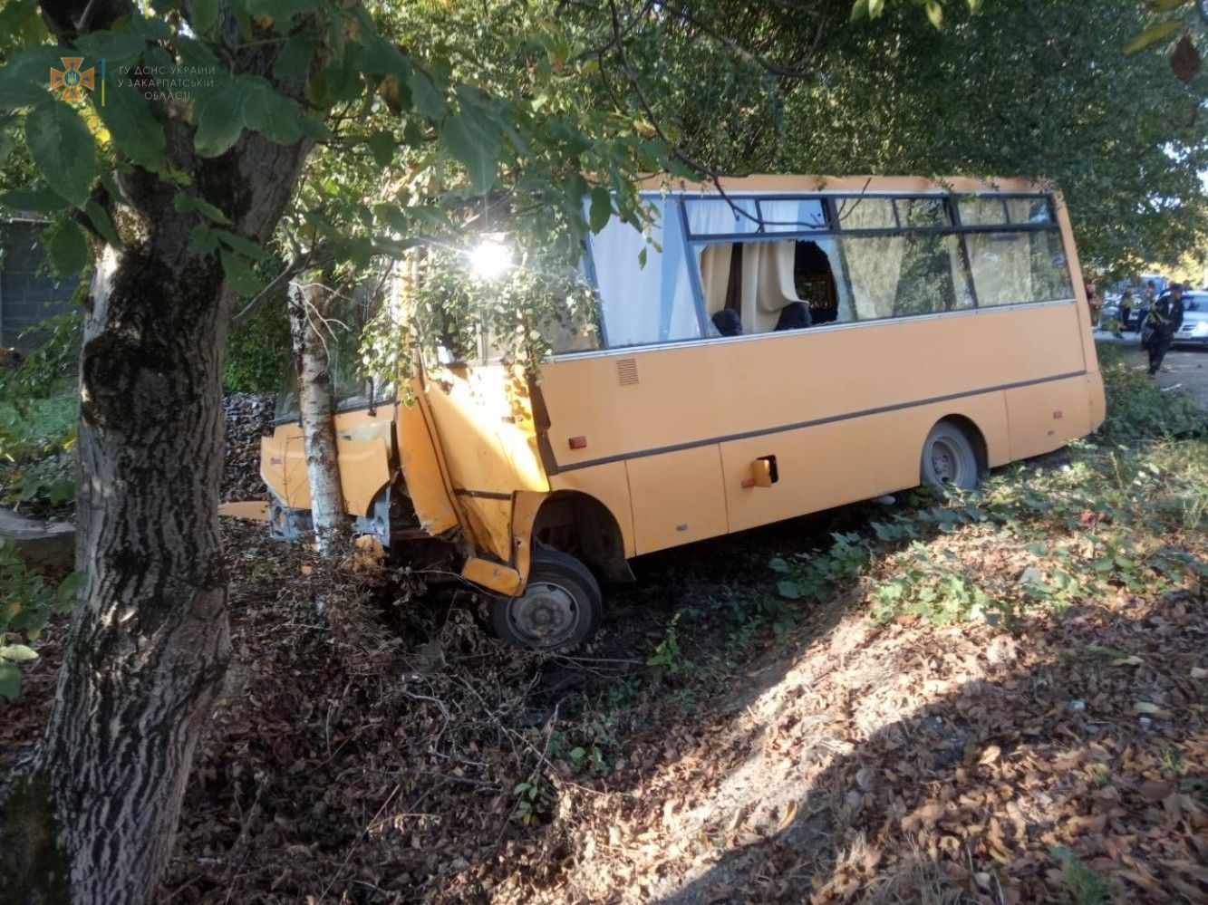 На Закарпатье легковушка протаранила школьный автобус