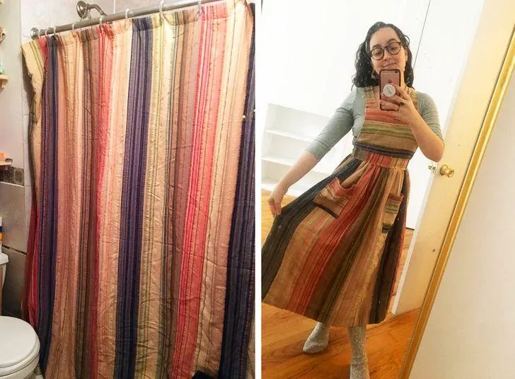 Так, сарафан сделан из шторы для ванной Так, сарафан сделан из шторы для ванной