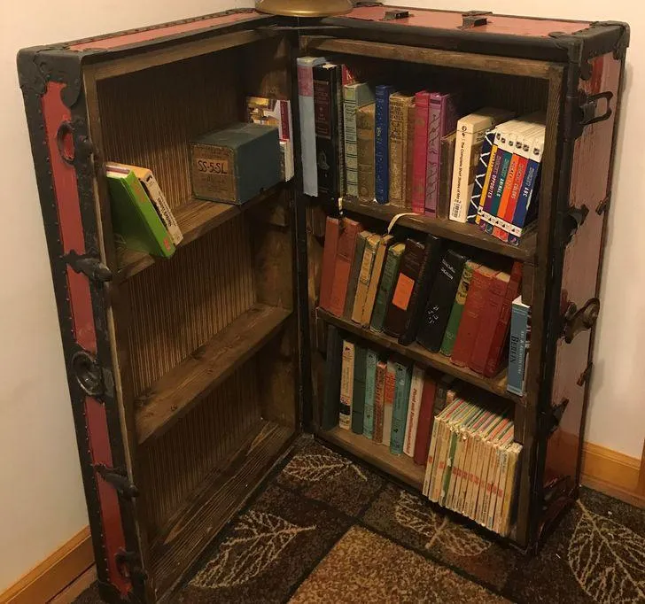 Стара скриня стала книжковою шафою