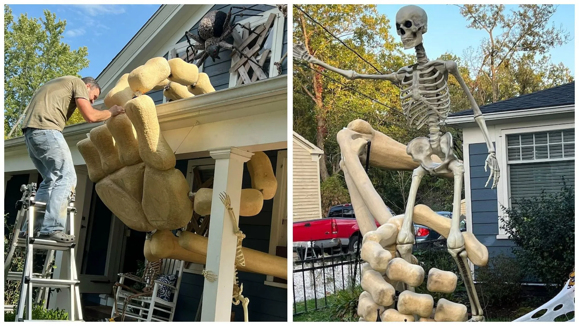 Гігантський скелет на будинку