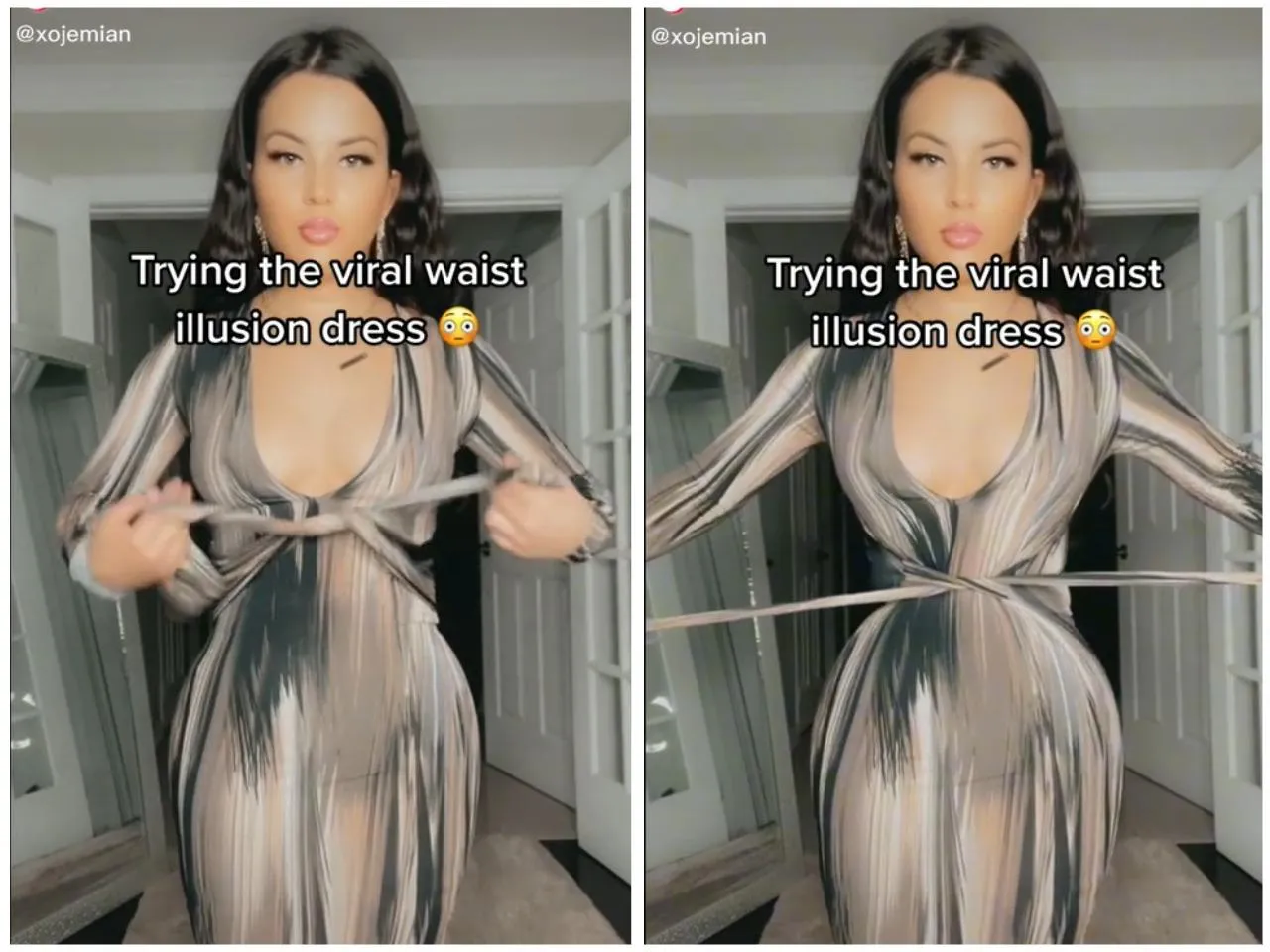 Девушка показала платье, уменьшает талию вдвое Девушка показала платье, уменьшает талию вдвое