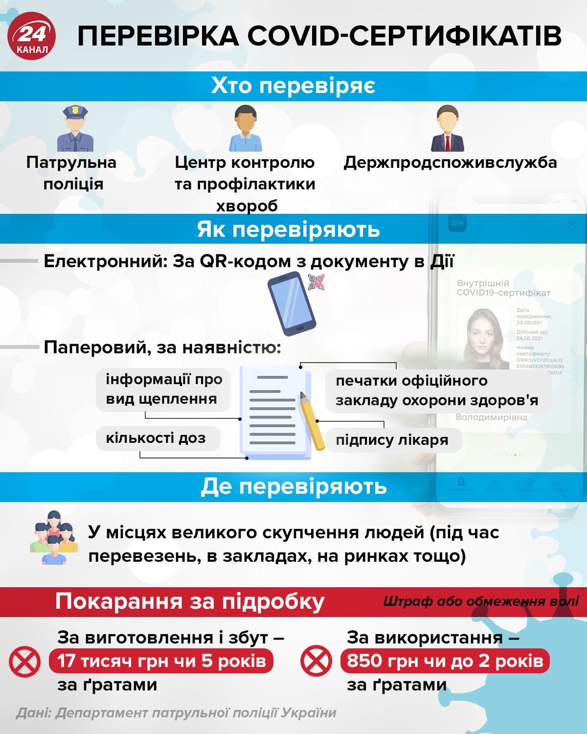 Хто перевіряє сертифікати про вакцинацію в Україні / Інфографіка 24 каналу