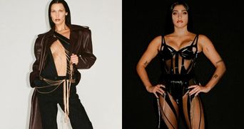 Ланцюги, шкіра і латекс: Белла Хадід і донька Мадонни взяли участь в показі Mugler – фото