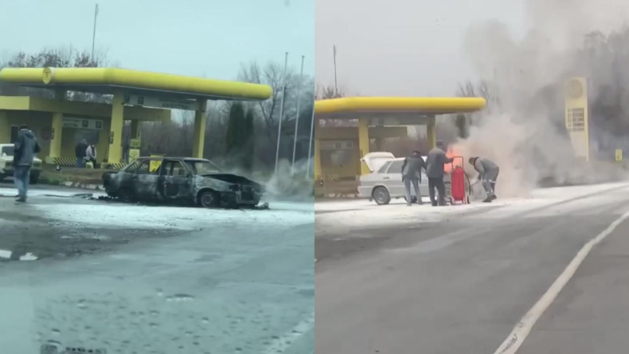 Загорелся после заправки: возле АЗС на Харьковщине дотла сгорел автомобиль