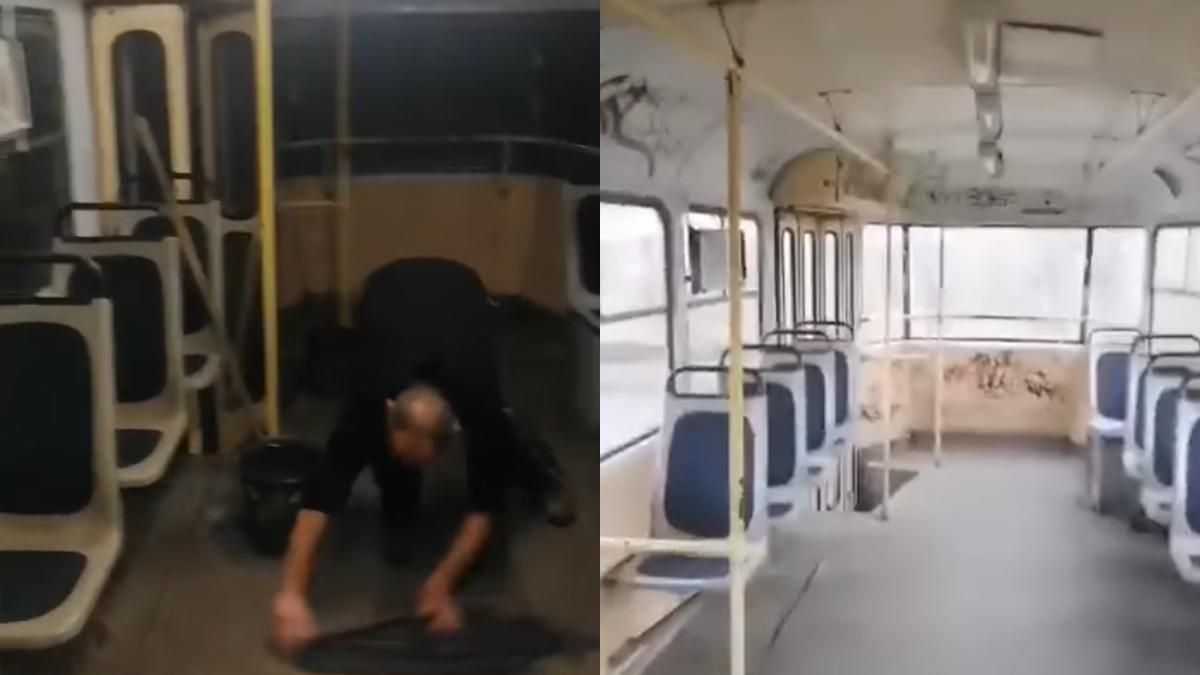 У Кривому Розі сім'я гуртом відмила графіті з трамвая: вчили доньку виправляти помилки - Україна новини - 24 Канал У Кривому Розі сім'я гуртом відмила графіті з трамвая: вчили доньку виправляти помилки - Україна новини - 24 Канал