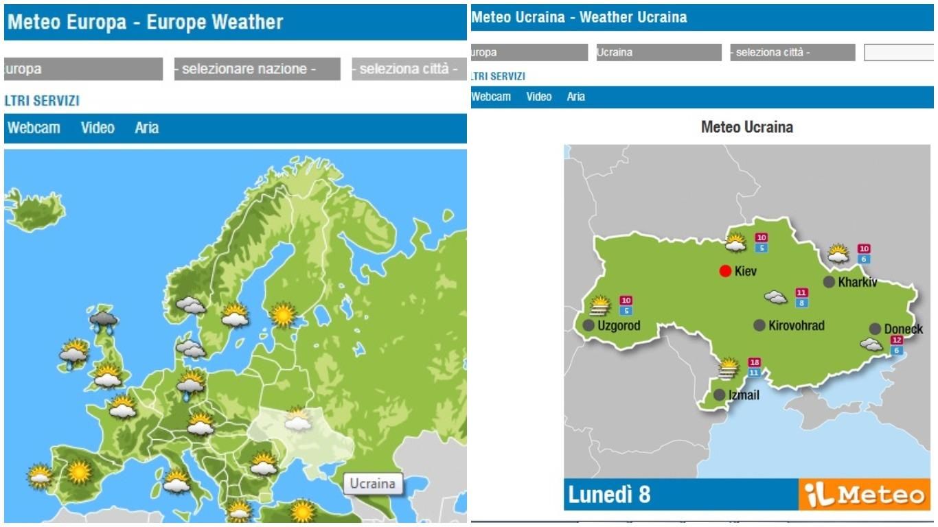 В Италии сайт прогноза погоды изобразил Украину без Крыма