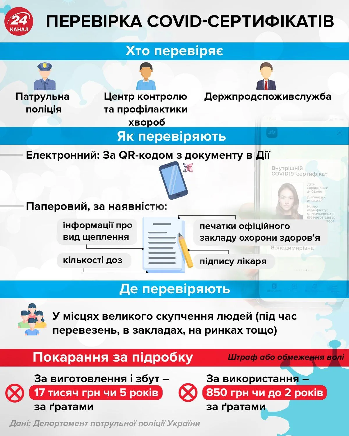 Хто перевіряє сертифікати про вакцинацію в Україні / Інфографіка 24 каналу