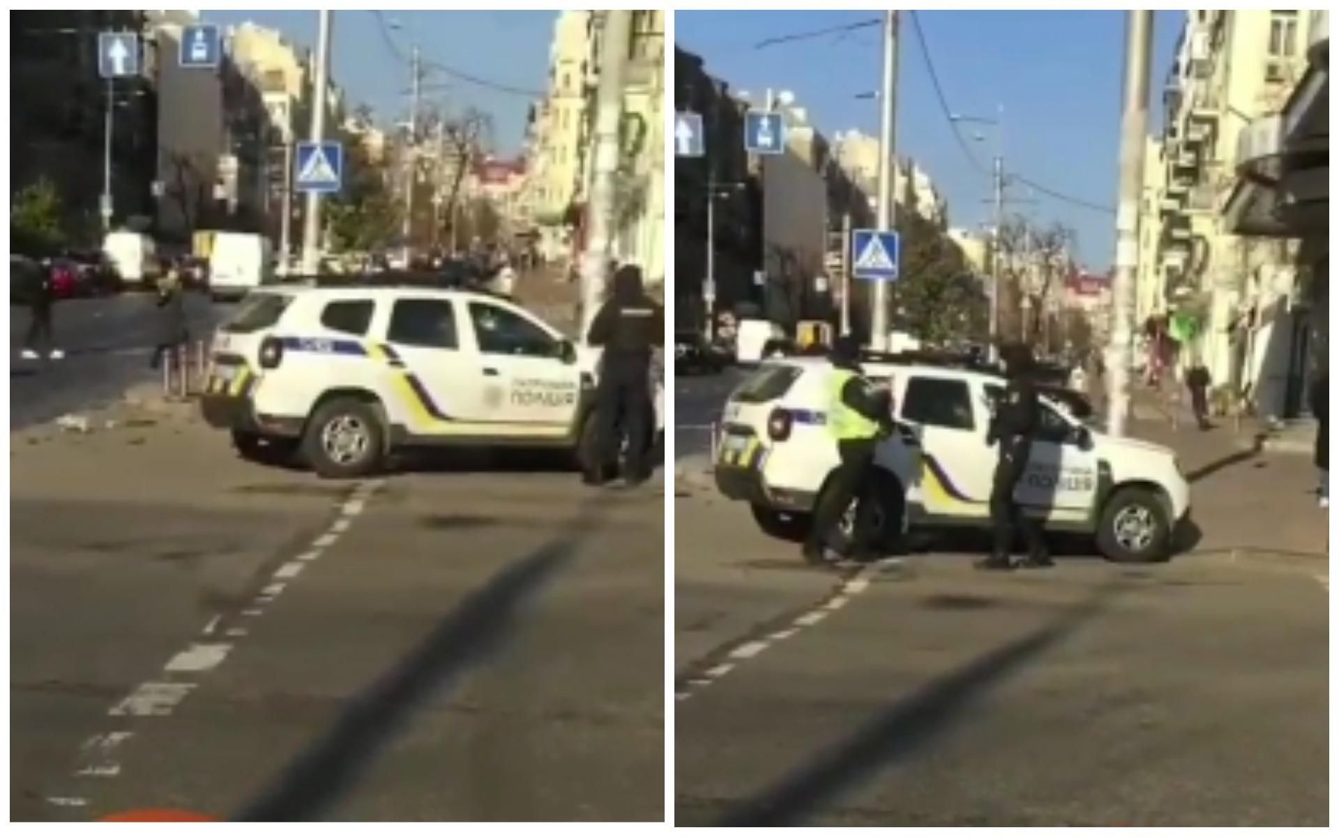 Улетели аж на пешеходный: в Киеве патрульные столкнулись с легковушкой