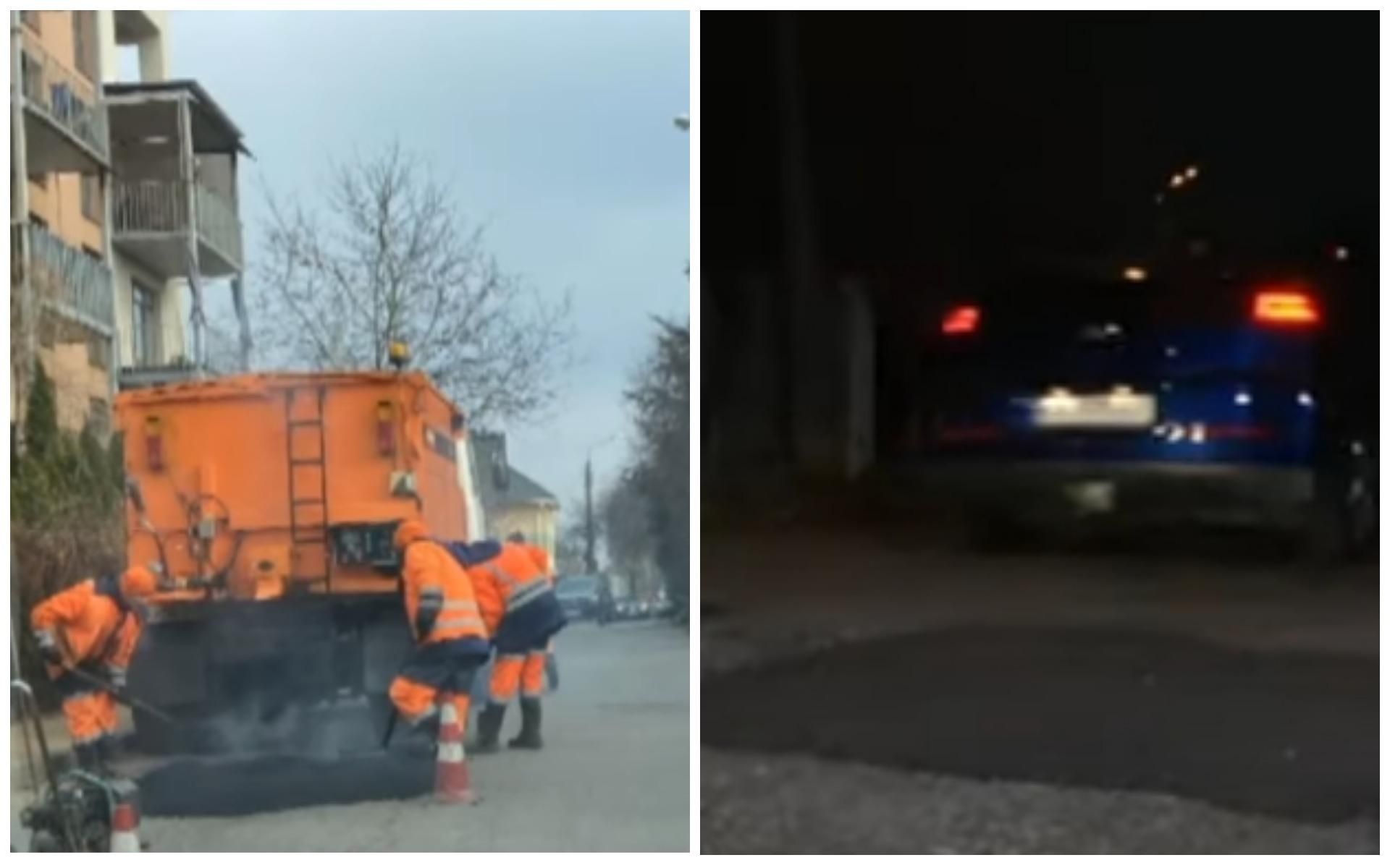 В Киеве автодоровцы залатали скандальную яму, которую несколько раз засыпали местные