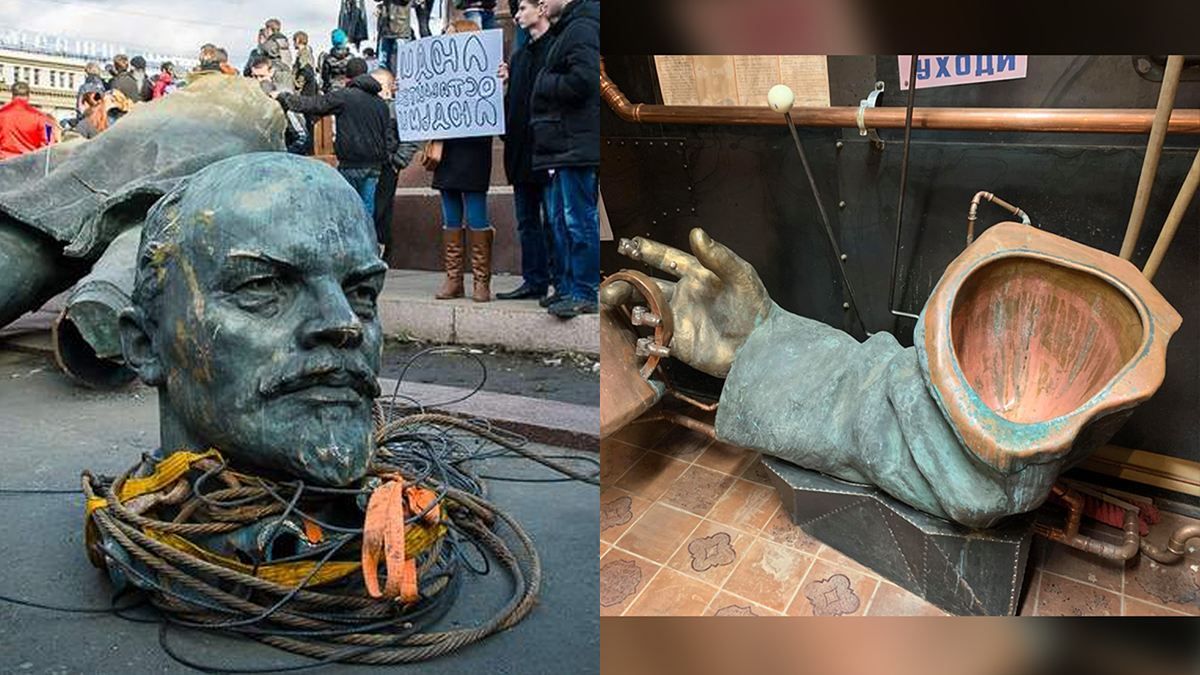 В Днепре сделали писсуар из руки памятника Ленину: фото инсталляции В Днепре сделали писсуар из руки памятника Ленину: фото инсталляции