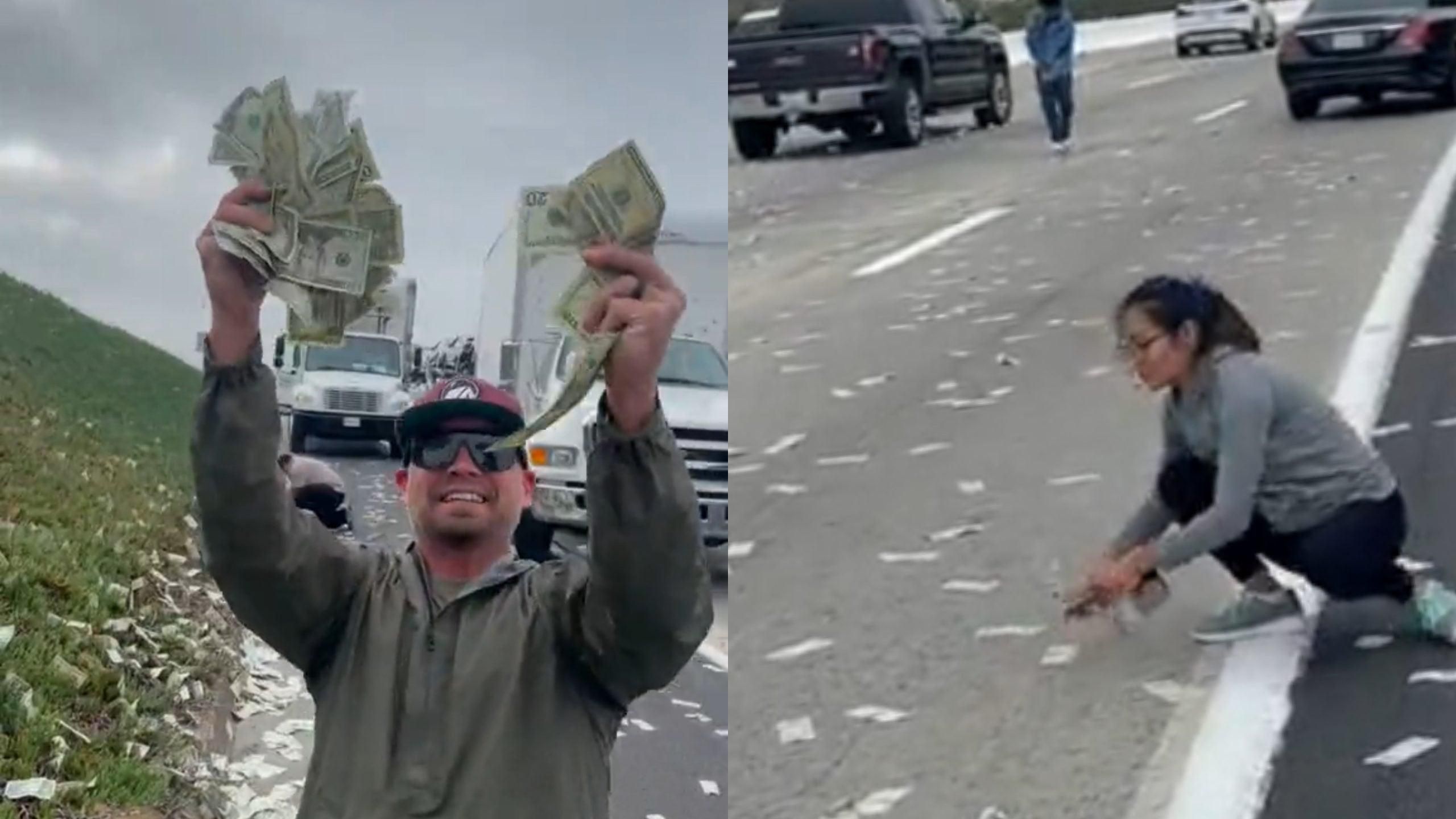 Как в кино: тысячи долларов вылетели из грузовика на шоссе в Калифорнии Как в кино: тысячи долларов вылетели из грузовика на шоссе в Калифорнии