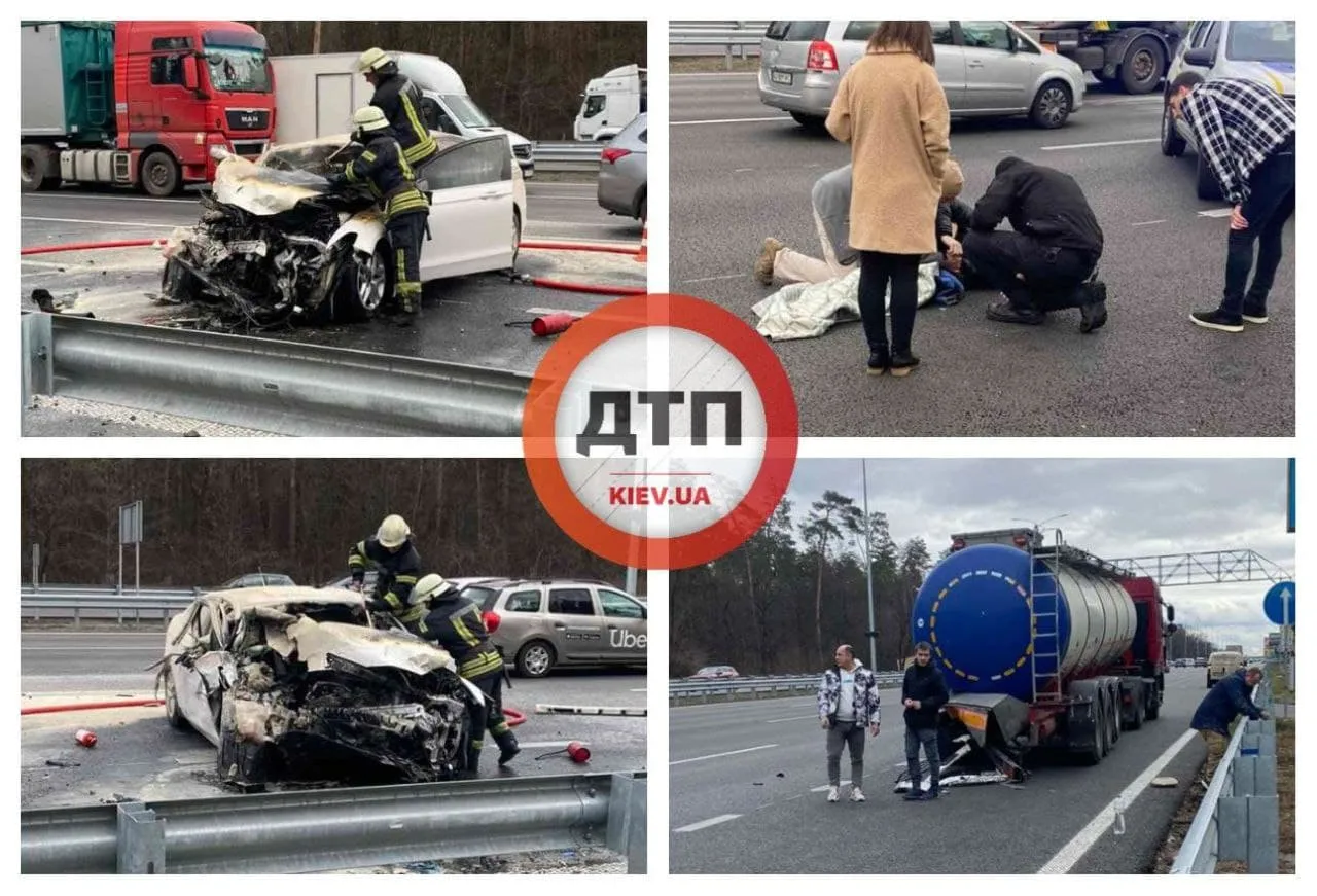 ДТП під Борисполем, Ford врізався у бензовоз і загорівся ДТП під Борисполем, Ford врізався у бензовоз і загорівся