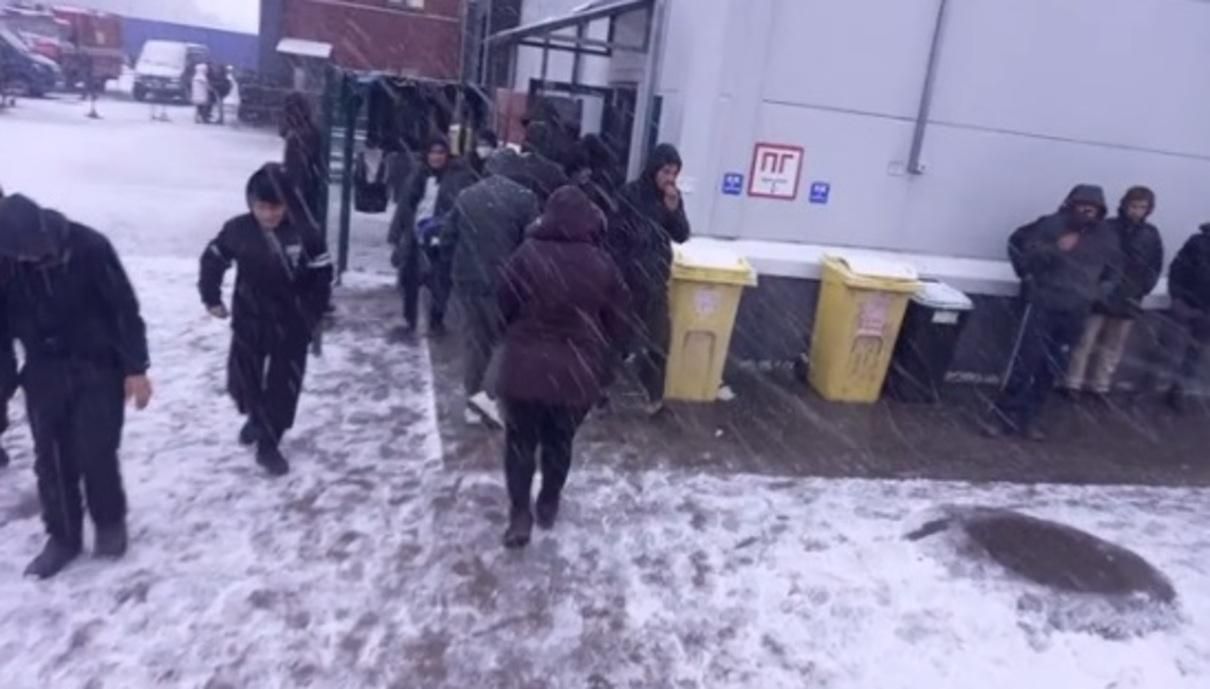 Мигранты на границе Беларуси впервые в жизни увидели снег: видео из лагеря нелегалов