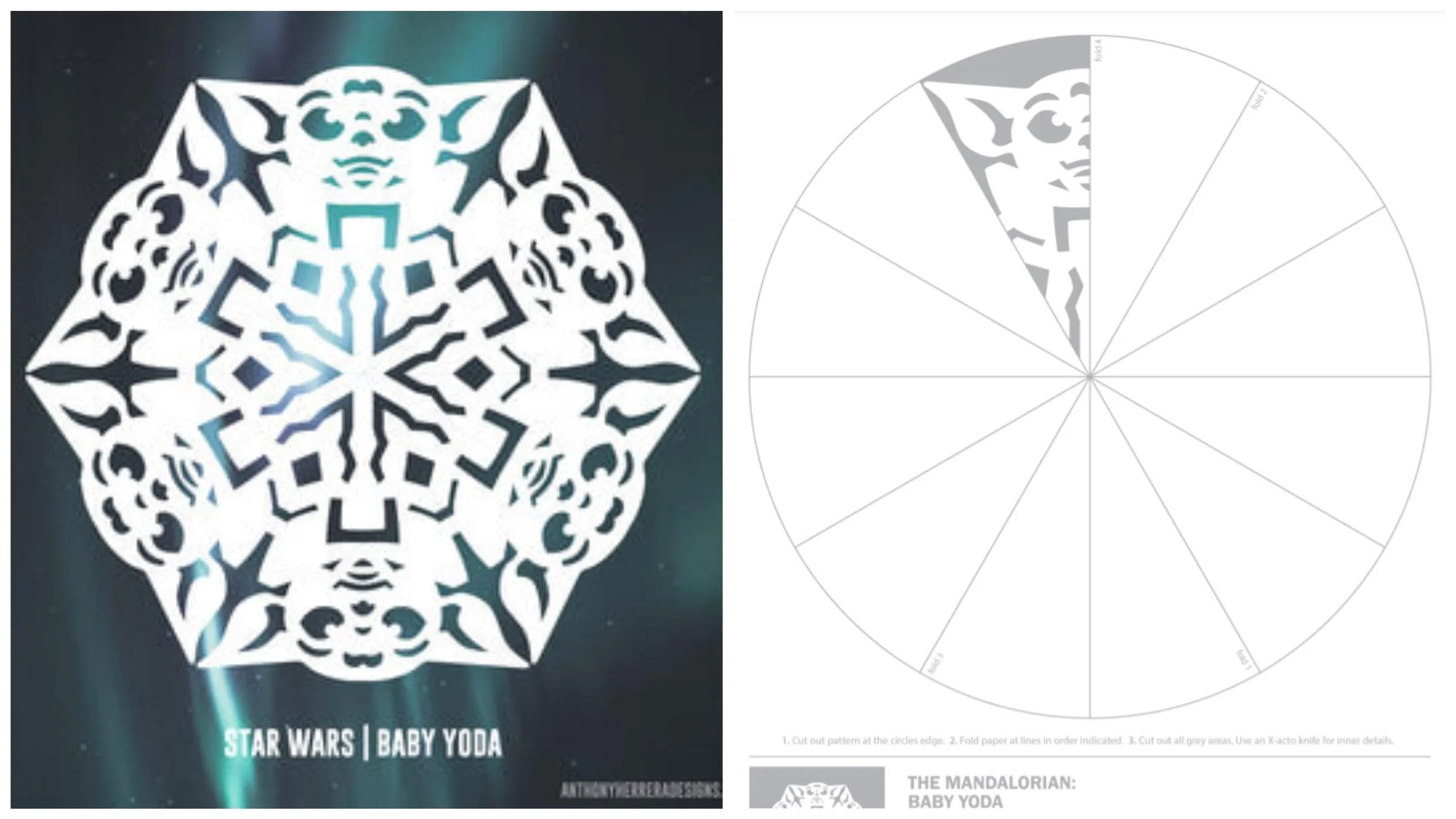 Сніжинка з паперу малий Йода Сніжинка з паперу малий Йода