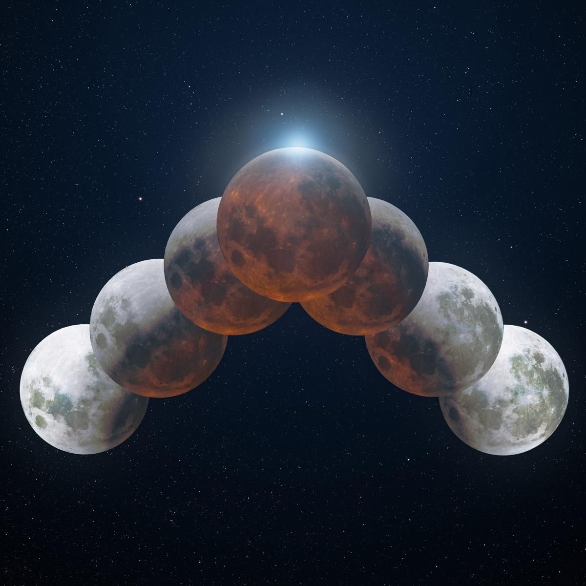 Фотографу удалось снять самое длинное лунное затмение за 500 лет: удивительное фото