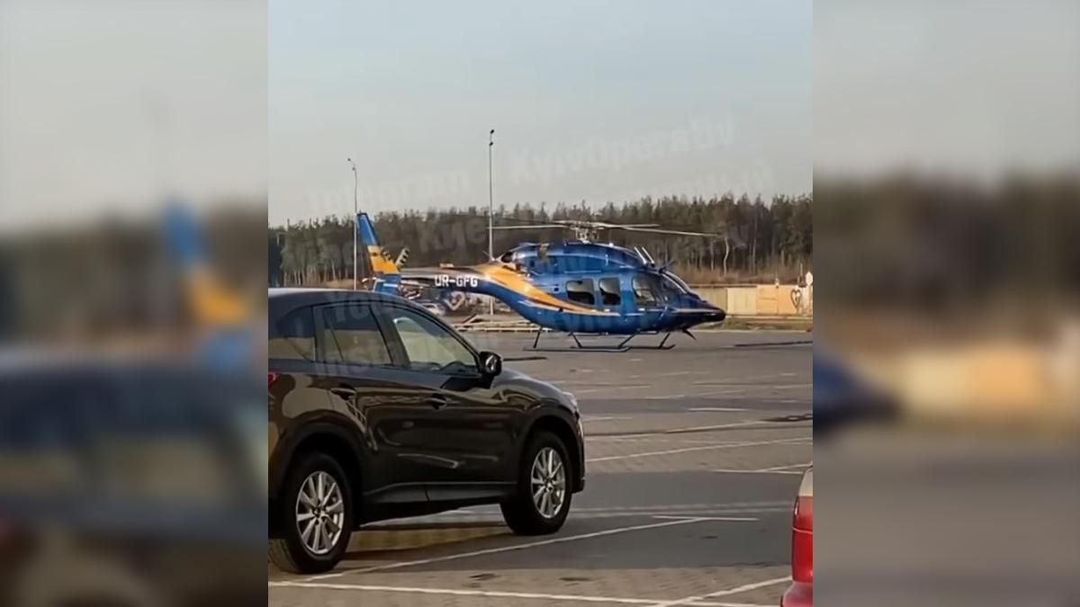 В Киеве на стоянку ТРЦ сел вертолет: эпическое видео "парковки"