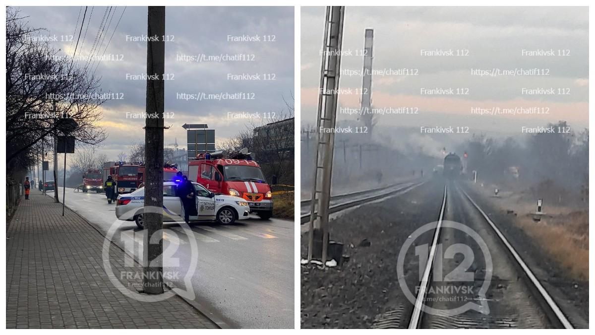 В Ивано-Франковске горел поезд: видео с места происшествия