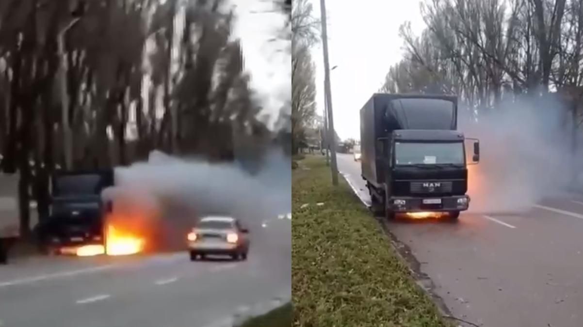 Виривалось шалене полум'я: у Дніпрі раптово спалахнула вантажівка — відео пожежі - Дніпро