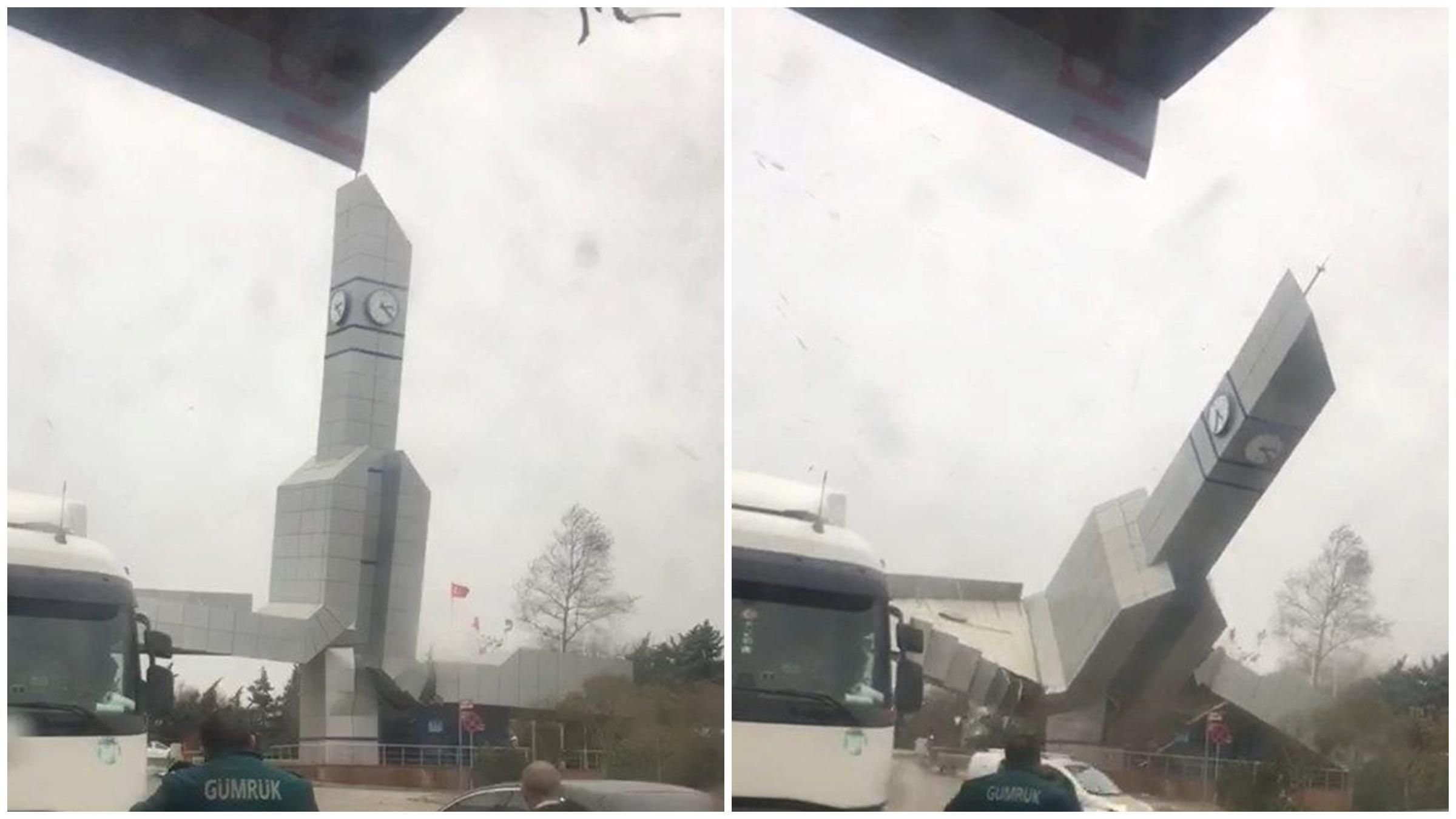 У Туреччині ураганний вітер зніс вежу з годинником: моторошне відео - 24 Канал У Туреччині ураганний вітер зніс вежу з годинником: моторошне відео - 24 Канал