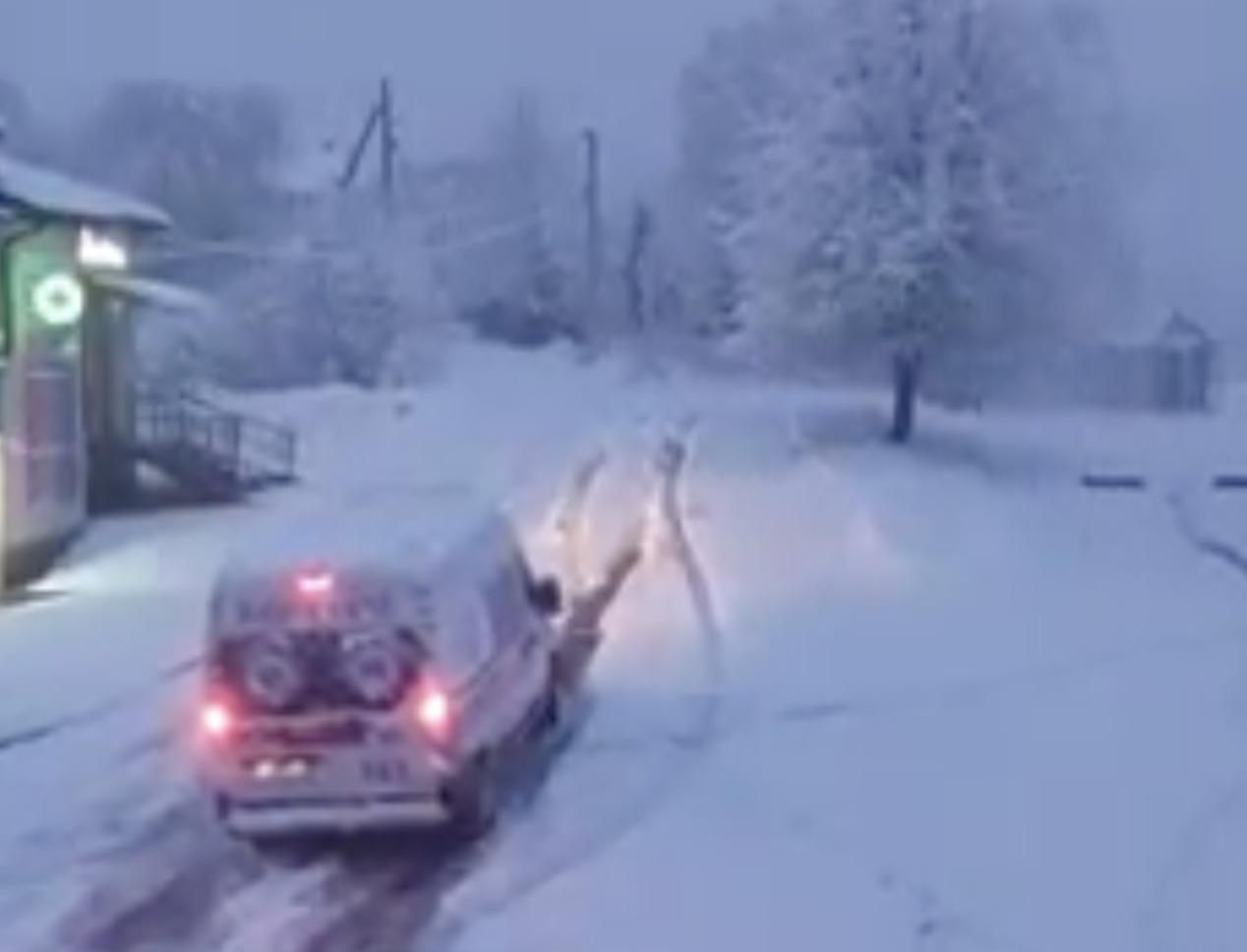 Через снігопад на Прикарпатті швидка не змогла виїхати з лікарні: відео - Україна новини - 24 Канал