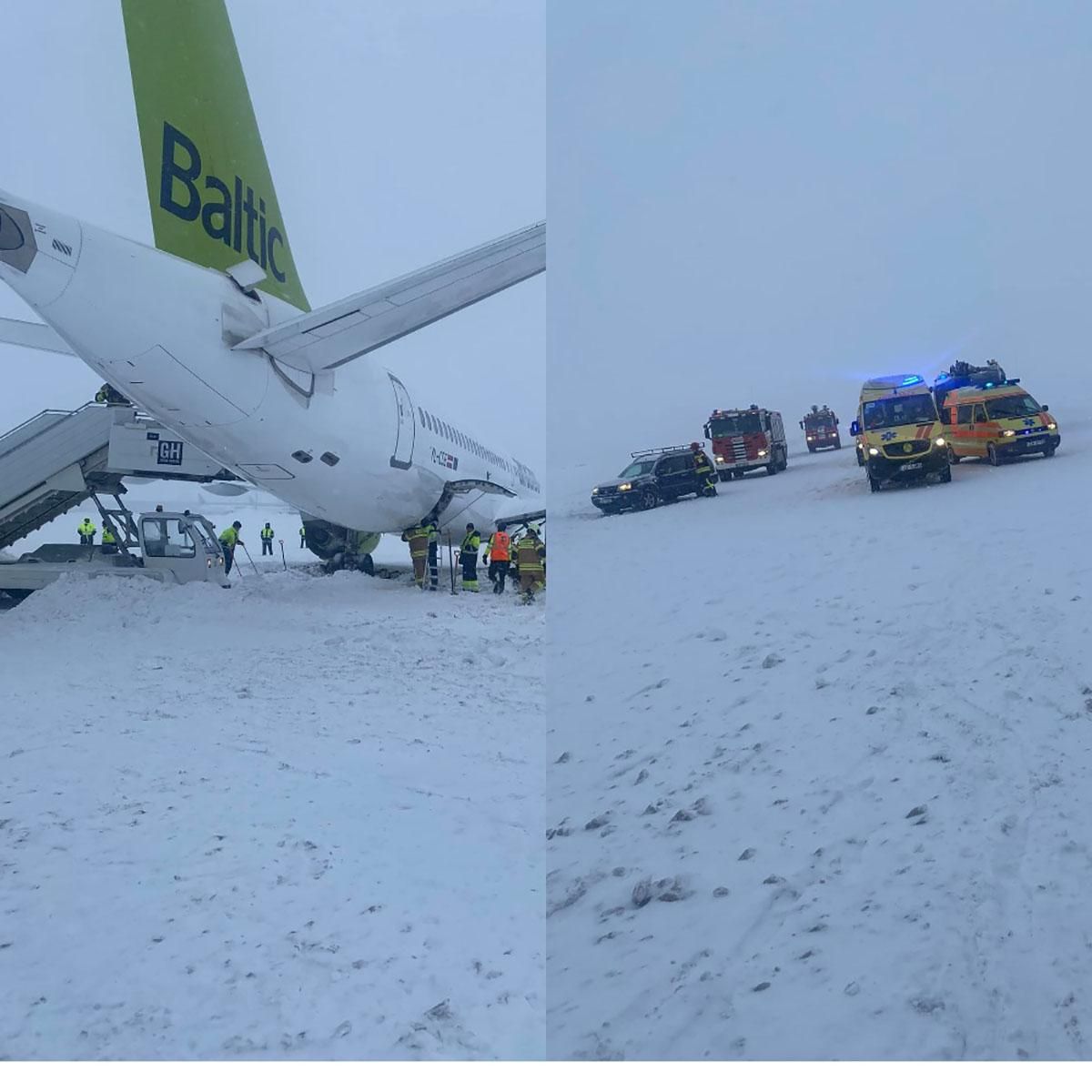 В Латвии самолет из-за снегопада съехал со взлетной полосы: на борту был министр В Латвии самолет из-за снегопада съехал со взлетной полосы: на борту был министр