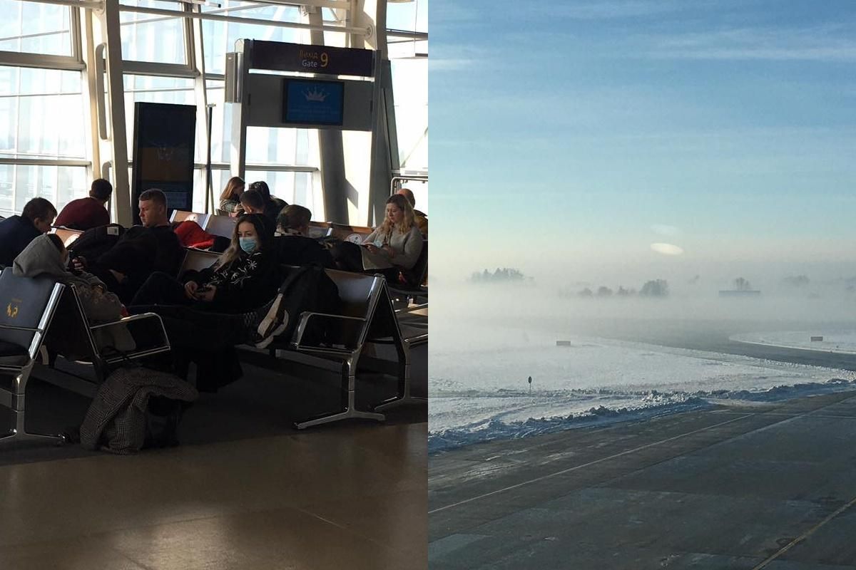 Путешественники застряли во львовском аэропорту из-за погоды: фото заснеженного аэропорта Путешественники застряли во львовском аэропорту из-за погоды: фото заснеженного аэропорта