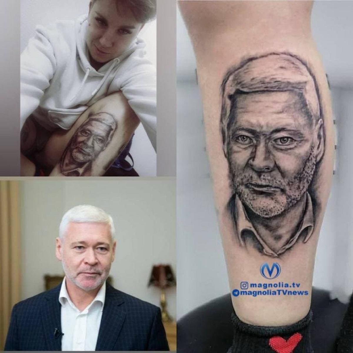 Харьковчанка набила на ноге портрет нового мэра Терехова: фото "креатива" 